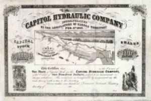 Capitol Hydraulic Company incorporated by the Legislature of Kansas Territory, Feb. 11th, 1860 : this certifies that...