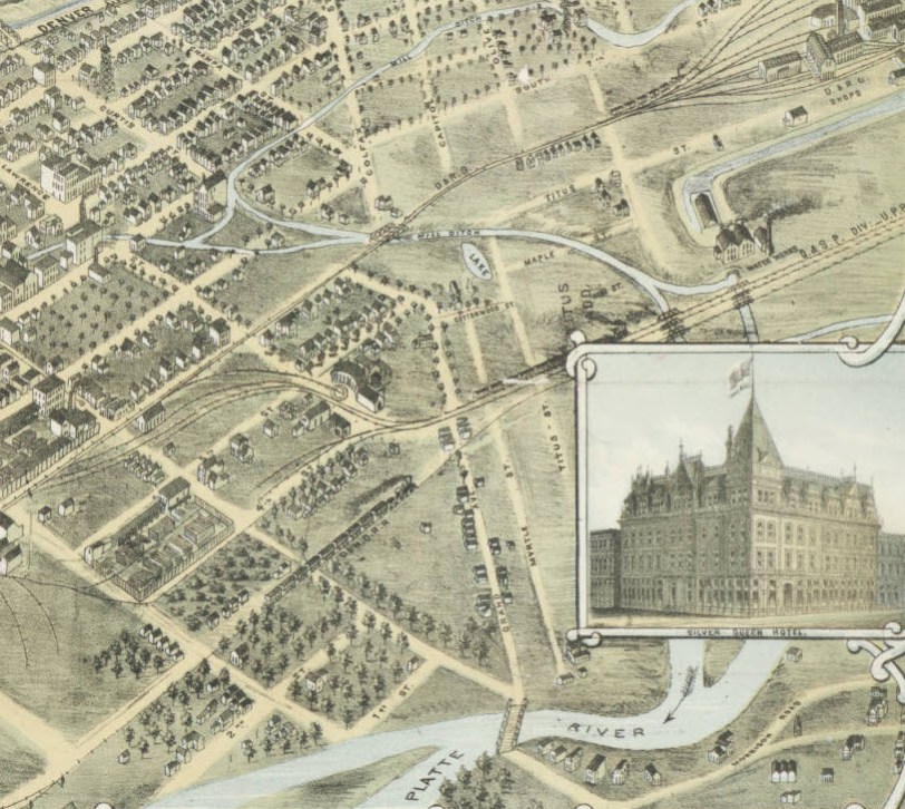 Bird's eye view of the city of Denver Colorado 1882 West ZOOM 2