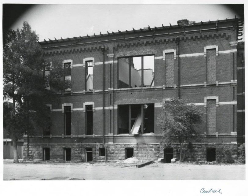 Central School Demolition 1952, Rear of Building #1. Courtesy DPL Western History Collection WH 1990