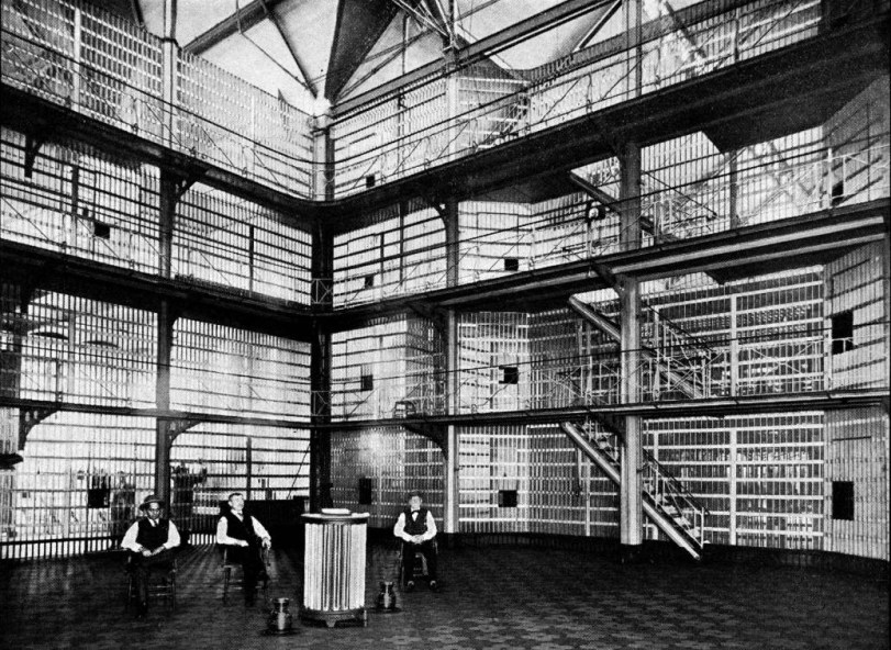 The Main Rotunda of the Denver Jail showing four tiers of cells. Courtesy DPL Western History Collection C352.078883 D4373mu