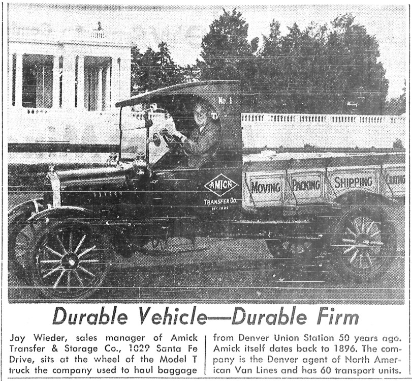 Durable Vehicle-Durable Firm.  An Amick model T-Pick Up truck from the Denver Post, 1970.