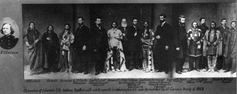 Delegation of Colorado Ute Indians together with white escorts in Washington DC who formulated the Kit Carson Treaty of 1868